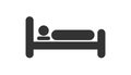 Bed icon in flat style. Sleep bedroom vector illustration on white isolated background. Relax sofa business concept.