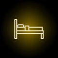 bed icon in neon style. Signs and symbols can be used for web, logo, mobile app, UI, UX