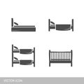 Bed icon. A set of icons of various beds flat style. Furniture design. Royalty Free Stock Photo