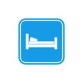 Blue Bed icon, symbol sleep, night hotel motel