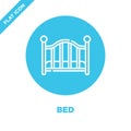 bed icon vector from baby toys collection. Thin line bed outline icon vector  illustration. Linear symbol for use on web and Royalty Free Stock Photo