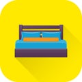 Bed icon. Vector. Flat design with long shadow.