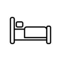 Bed icon vector isolated on white background, Bed sign , line and outline elements in linear style Royalty Free Stock Photo