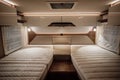 Bed inside a new luxury camper van motorhome Royalty Free Stock Photo