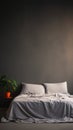 Tucked in twin bed isolated against a grunge wall backdrop Royalty Free Stock Photo