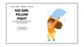 bed kid girl pillow fight vector Royalty Free Stock Photo