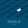 Bed king and twin size 3d isometric pattern, Single relationship lifestyle concept poster and social banner post square design