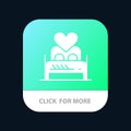 Bed, Love, Lover, Couple, Valentine Night, Room Mobile App Button. Android and IOS Glyph Version