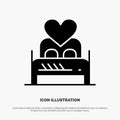 Bed, Love, Lover, Couple, Valentine Night, Room solid Glyph Icon vector