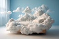 A bed made of clouds as a symbol of good sleep, sweet dreams, mental health and healthy states of mind. Fantasy and dream, rest, Royalty Free Stock Photo