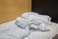 Hotel bed closeup Royalty Free Stock Photo