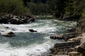 The bed of the mountain river Prut in the Carpathians Royalty Free Stock Photo