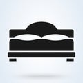 Bed pillow and blanket. Double bed icon. simple vector illustration