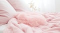 Pink Comforter and Pillows on Bed Royalty Free Stock Photo