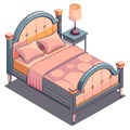 A bed with a pink comforter and pillows Royalty Free Stock Photo
