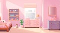 Bed room girl. Child bedroom interior girls apartment toys girly storage furniture. generative ai Royalty Free Stock Photo