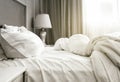 Bed sheet mattress and pillows messed up Bedroom Royalty Free Stock Photo