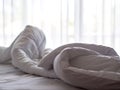 Bed sheet and pillow messed up in the morning Royalty Free Stock Photo