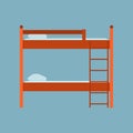 Bed side view vector icon comfortable apartment. Bedding room luxury pictogram mattress interior. Flat wooden furniture