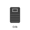 Bed Size Dimension. Crib Mattress Silhouette Icon. Bed Length Measurement for Bedchamber in Hotel or Home Pictogram