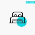 Bed, Sleep, Room, Hotel turquoise highlight circle point Vector icon