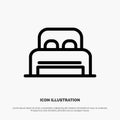 Bed, Sleep, Room, Hotel Vector Line Icon