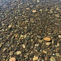 A bed of smooth multicolored pebbles with rippling effects from a Royalty Free Stock Photo