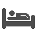 Bed solid icon. Place for sleep, furniture object symbol, glyph style pictogram on white background. Hotel business sign