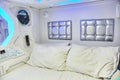 Bed space capsule hotel in Singapore. Close-up Royalty Free Stock Photo