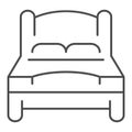 Bed thin line icon. Double bed vector illustration isolated on white. Double room outline style design, designed for web