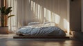 a bed through an ultra photorealistic rendering, combining stylish, modern elements with qualities of quality, luxury