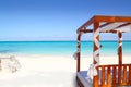 Bed of wood in beach caribbean sea sand