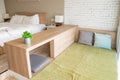 Bed wooden decorative interior soft tone at prairie hills resort