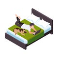 Bed Work Isometric Composition Royalty Free Stock Photo