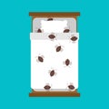 Bedbug in bed. chinch insect vector illustration Royalty Free Stock Photo