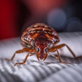 Bedbug Close up of Cimex hemipterus bed bug on bed background , generated by AI Royalty Free Stock Photo