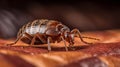 Bedbug Close up of Cimex hemipterus bed bug on bed background , generated by AI