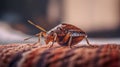 Bedbug Close up of Cimex hemipterus - bed bug on bed , generated by AI Royalty Free Stock Photo