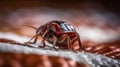 Bedbug Close up of Cimex hemipterus - bed bug on bed , generated by AI Royalty Free Stock Photo