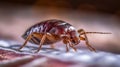 Bedbug Close up of Cimex hemipterus - bed bug on bed , generated by AI Royalty Free Stock Photo