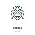 Bedbug outline vector icon. Thin line black bedbug icon, flat vector simple element illustration from editable animals concept