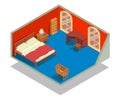 Bedchamber concept banner, isometric style