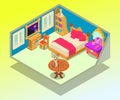 Bedchamber concept banner, isometric style