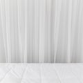 Bedding backdrops. White curtains fabric background