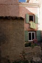 Bedding airing in a Provencal village. France