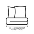 Bedding set pixel perfect linear icon Royalty Free Stock Photo