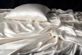 Bedding white silk satiny. Generate Ai