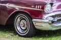 Bedford, Bedfordshire, UK June 2 2019. Fragment of 1957 Cheverolet .Chevy Old vintage car at festival of motoring