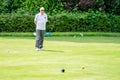 Bedford, Bedfordshire, UK. May 19,2019.Bowls or lawn bowls. Free community event in Bedford park Royalty Free Stock Photo