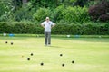 Bedford, Bedfordshire, UK. May 19,2019.Bowls or lawn bowls. Free community event in Bedford park Royalty Free Stock Photo